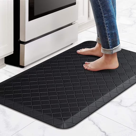 LANHUE  Anti-Fatigue Floor Mat , Memory Foam Rug, Waterproof PVC Padded Comfort Mat for Kitchen Sink, Laundry Room, Office, Black
