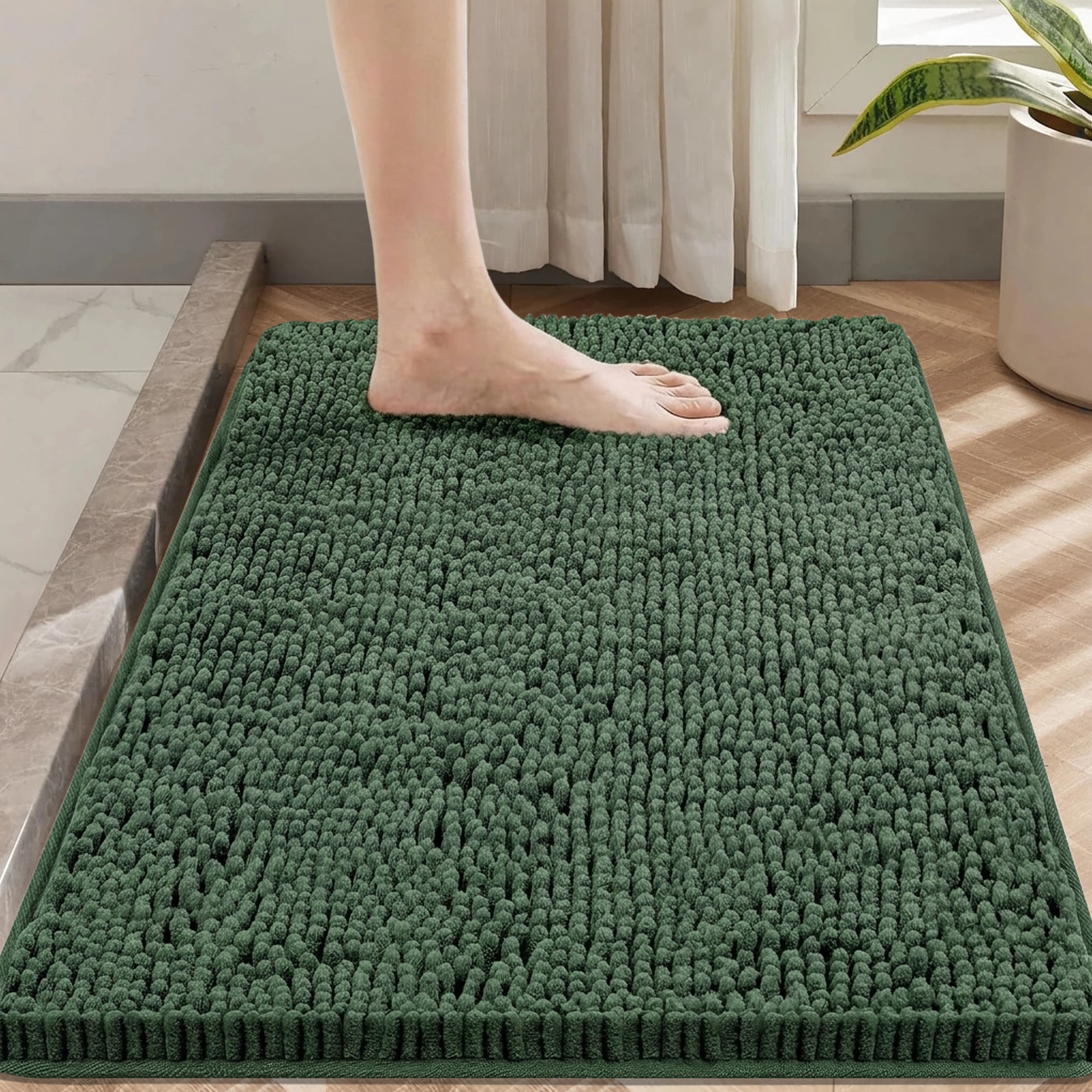 Evlmd Bathroom Rugs, Soft Chenille Non-Slip Bath Rug, Strong Water Absorbent Quick Dry Machine Washable, Shower Mat for Tub & Bathroom Floor