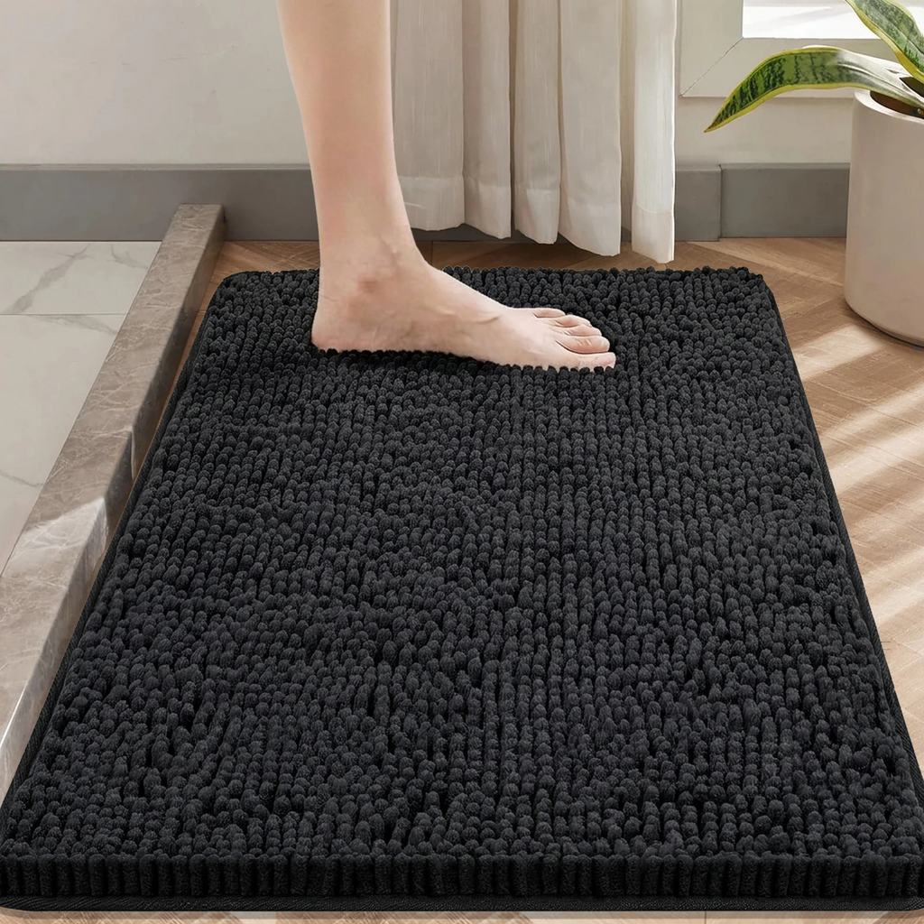 Evlmd Bathroom Rugs, Soft Chenille Non-Slip Bath Rug, Strong Water Absorbent Quick Dry Machine Washable, Shower Mat for Tub & Bathroom Floor