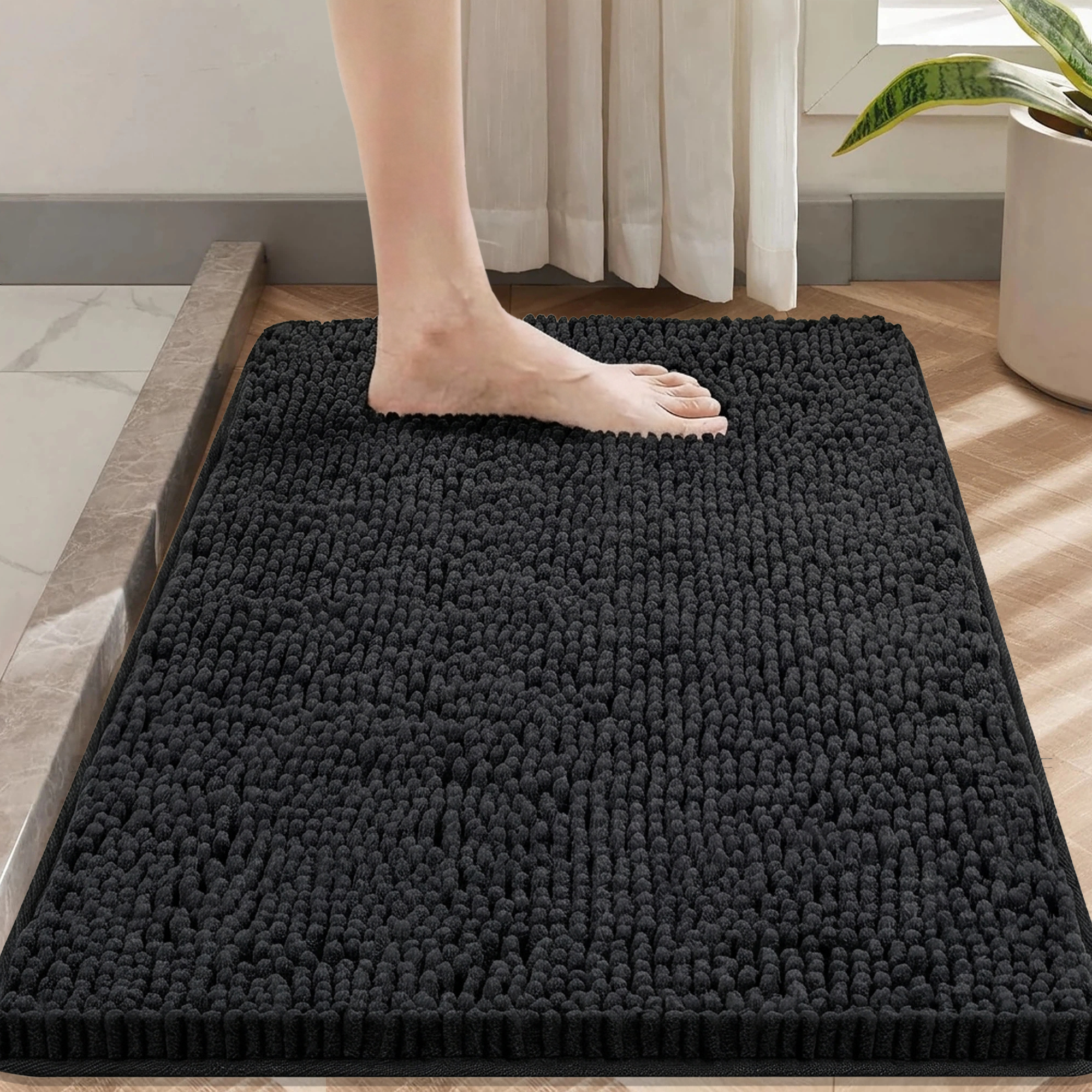 Evlmd Bathroom Rugs, Soft Chenille Non-Slip Bath Rug, Strong Water Absorbent Quick Dry Machine Washable, Shower Mat for Tub & Bathroom Floor