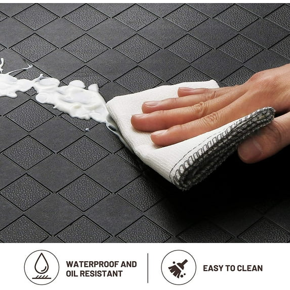 LANHUE  Anti-Fatigue Floor Mat , Memory Foam Rug, Waterproof PVC Padded Comfort Mat for Kitchen Sink, Laundry Room, Office, Black