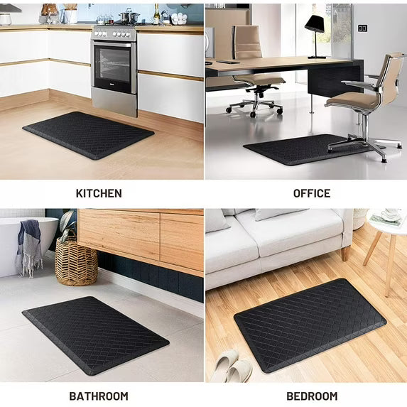LANHUE  Anti-Fatigue Floor Mat , Memory Foam Rug, Waterproof PVC Padded Comfort Mat for Kitchen Sink, Laundry Room, Office, Black