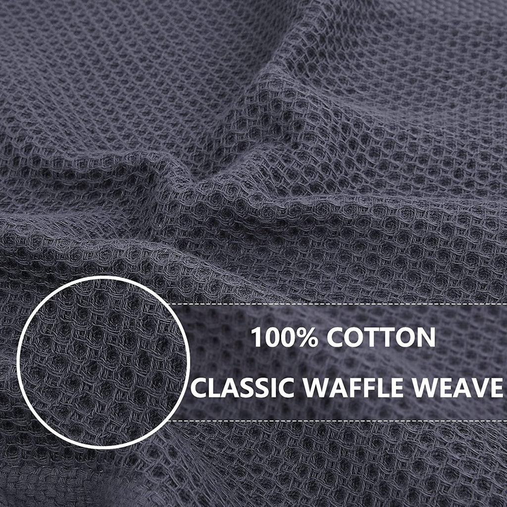 Evlmd Kitchen Towels，6-Pack Dish Towels 100% Cotton Waffle Weave Ultra Soft Absorbent Quick Drying Dish Rags，Dish Cloths， Dishcloths Sets，Tea Dowels for Kitchen，Bar Towels,12x12 Inches, Gray