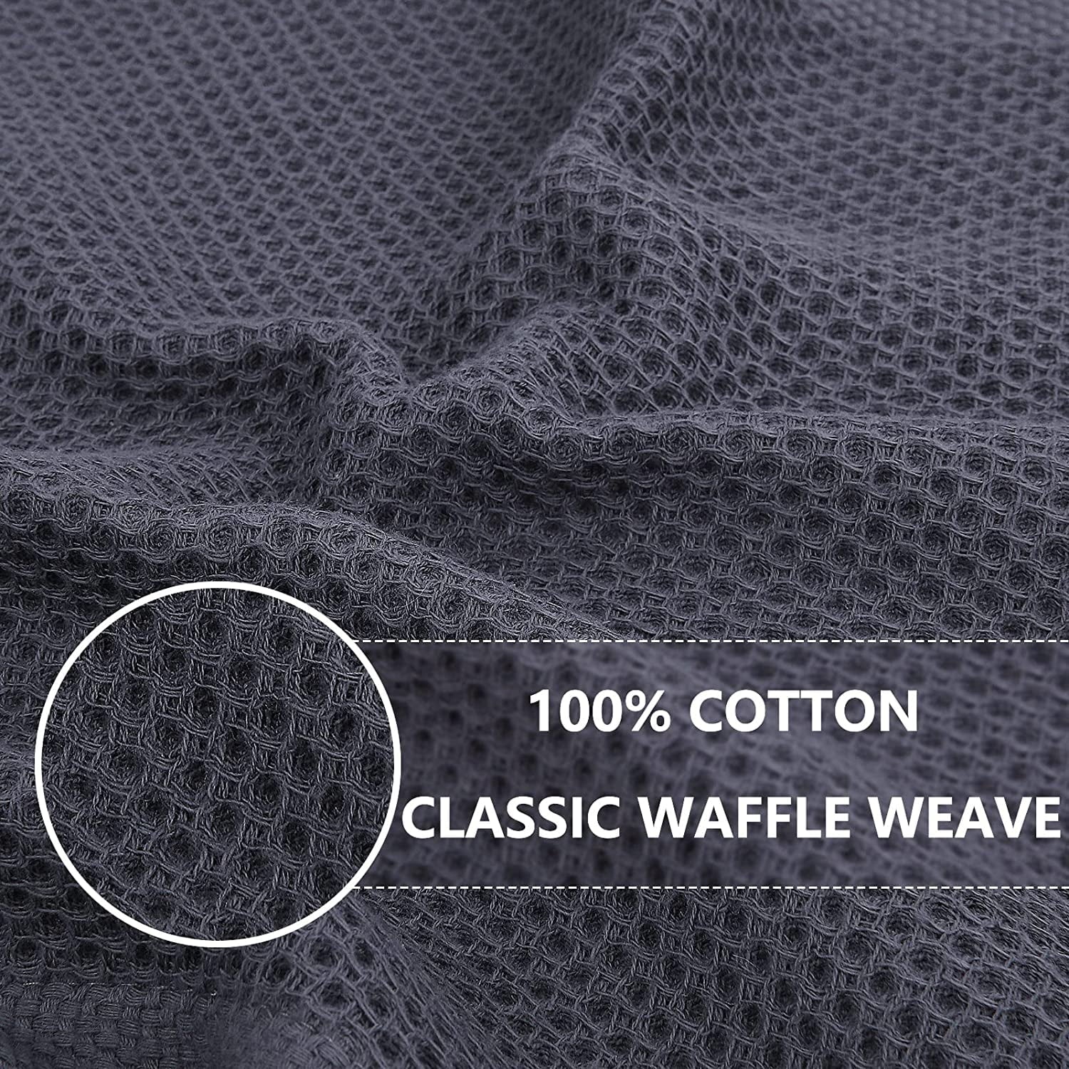 Evlmd Kitchen Towels，6-Pack Dish Towels 100% Cotton Waffle Weave Ultra Soft Absorbent Quick Drying Dish Rags，Dish Cloths， Dishcloths Sets，Tea Dowels for Kitchen，Bar Towels,12x12 Inches, Gray