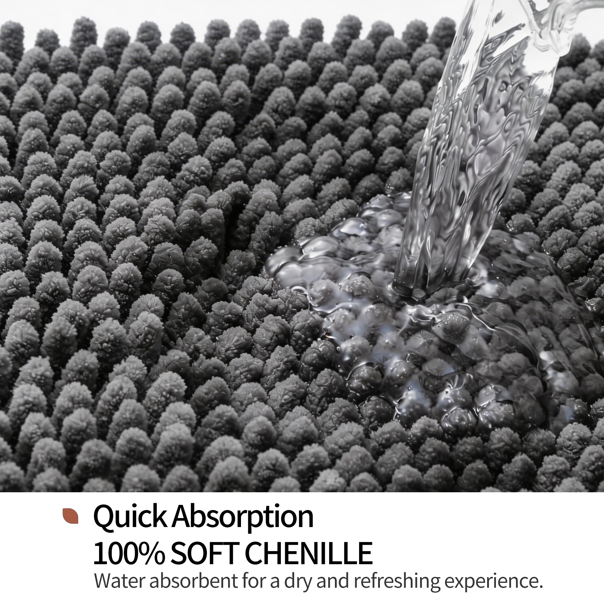Evlmd Bathroom Rugs, Soft Chenille Non-Slip Bath Rug, Strong Water Absorbent Quick Dry Machine Washable, Shower Mat for Tub & Bathroom Floor