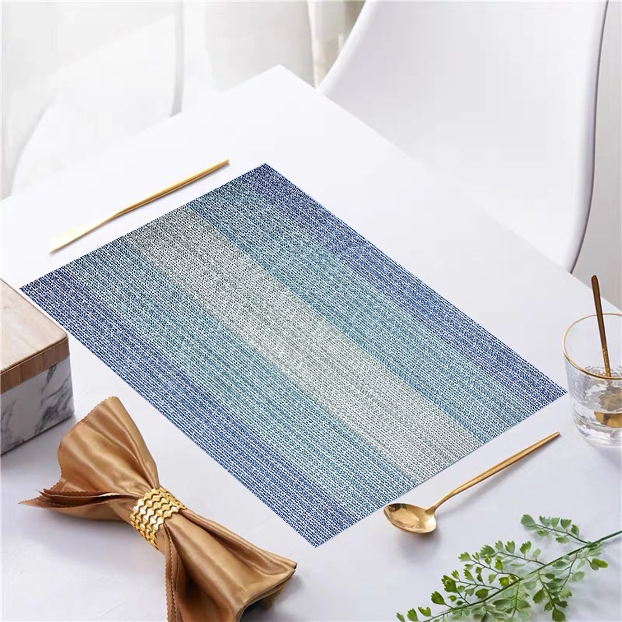 Evlmd Placemats, Vinyl Table Place Mats Washable Wipeable Placemat for Kitchen Dining Table Decoration Indoor Outdoor Placemats Set of 4, 12x18 Inch