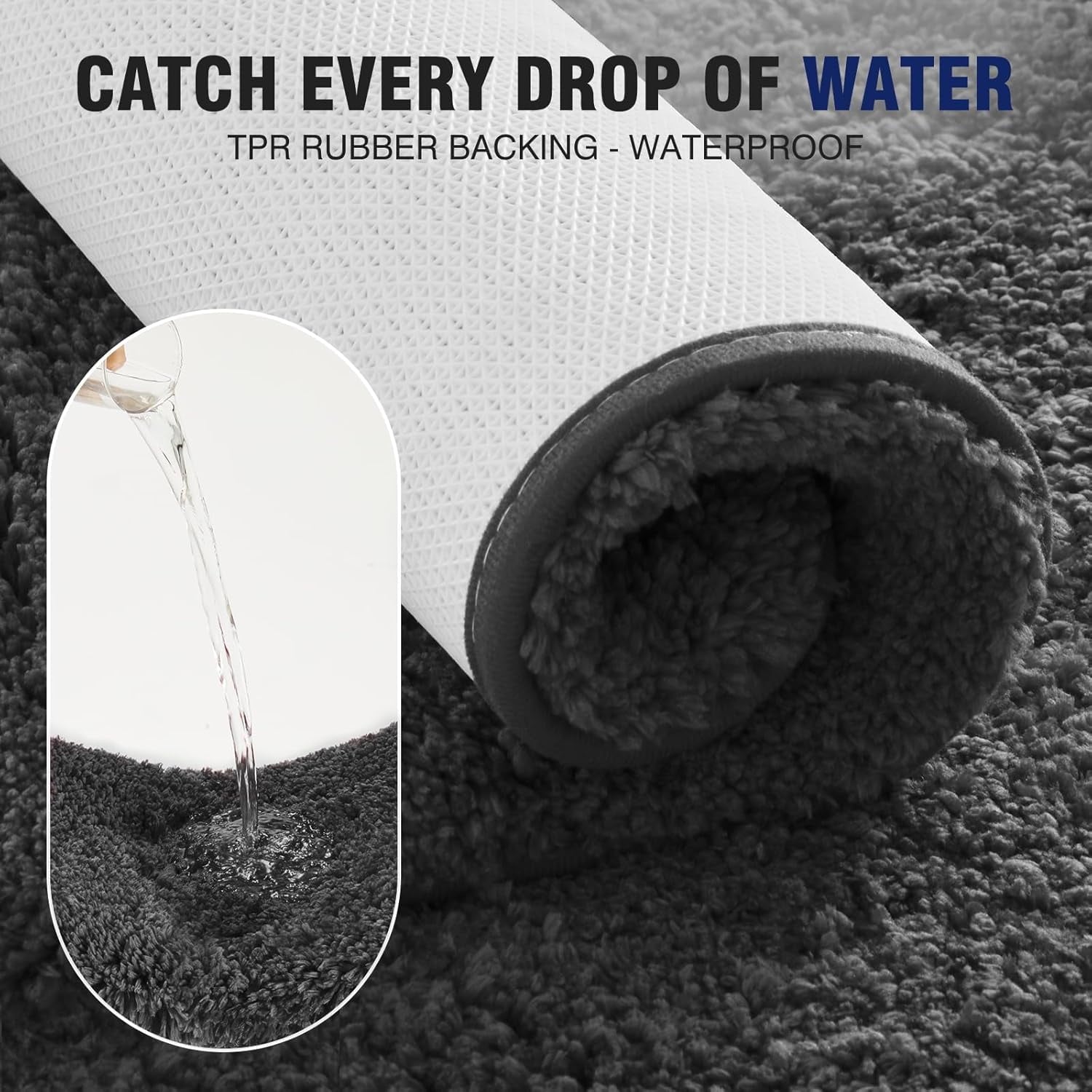 Evlmd Bathroom Rugs Non Slip, Large Bath Rugs for Bathroom Decor, Absorbent Shaggy Shower Mat, Machine Washable Bath Rug Runner