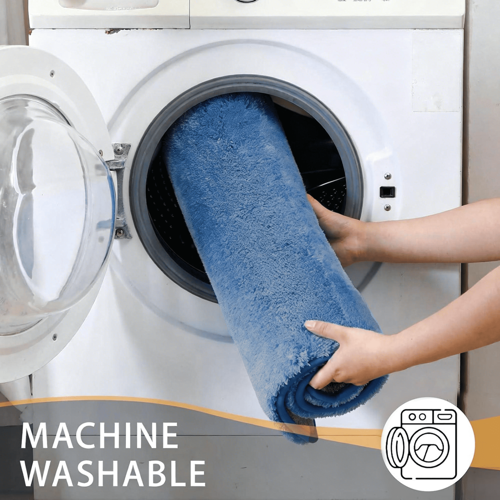 Evlmd Bathroom Rugs, Shaggy Soft and Absorbent Bath Rug, Non-Slip, Thick Plush Machine Washable Dry Bath Mats for Bathroom, Tub and Shower