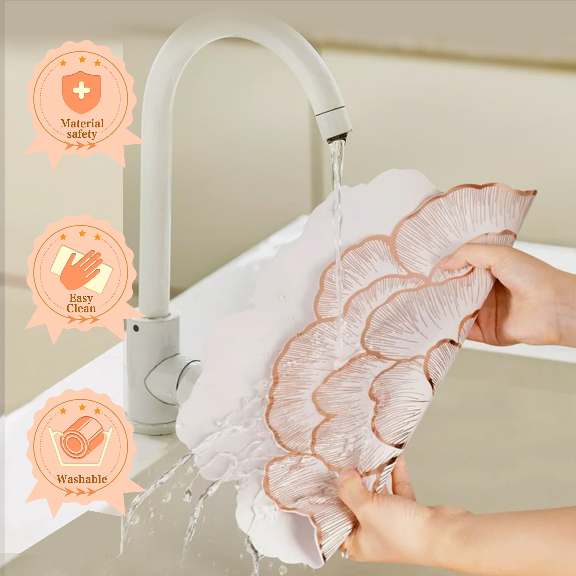 Evlmd Placemats Set of 4， Round Rose Flowers Placemats，15" Heat Resistant Non-Slip Table Mats for Dining, Wedding, Party, Kitchen Decoration