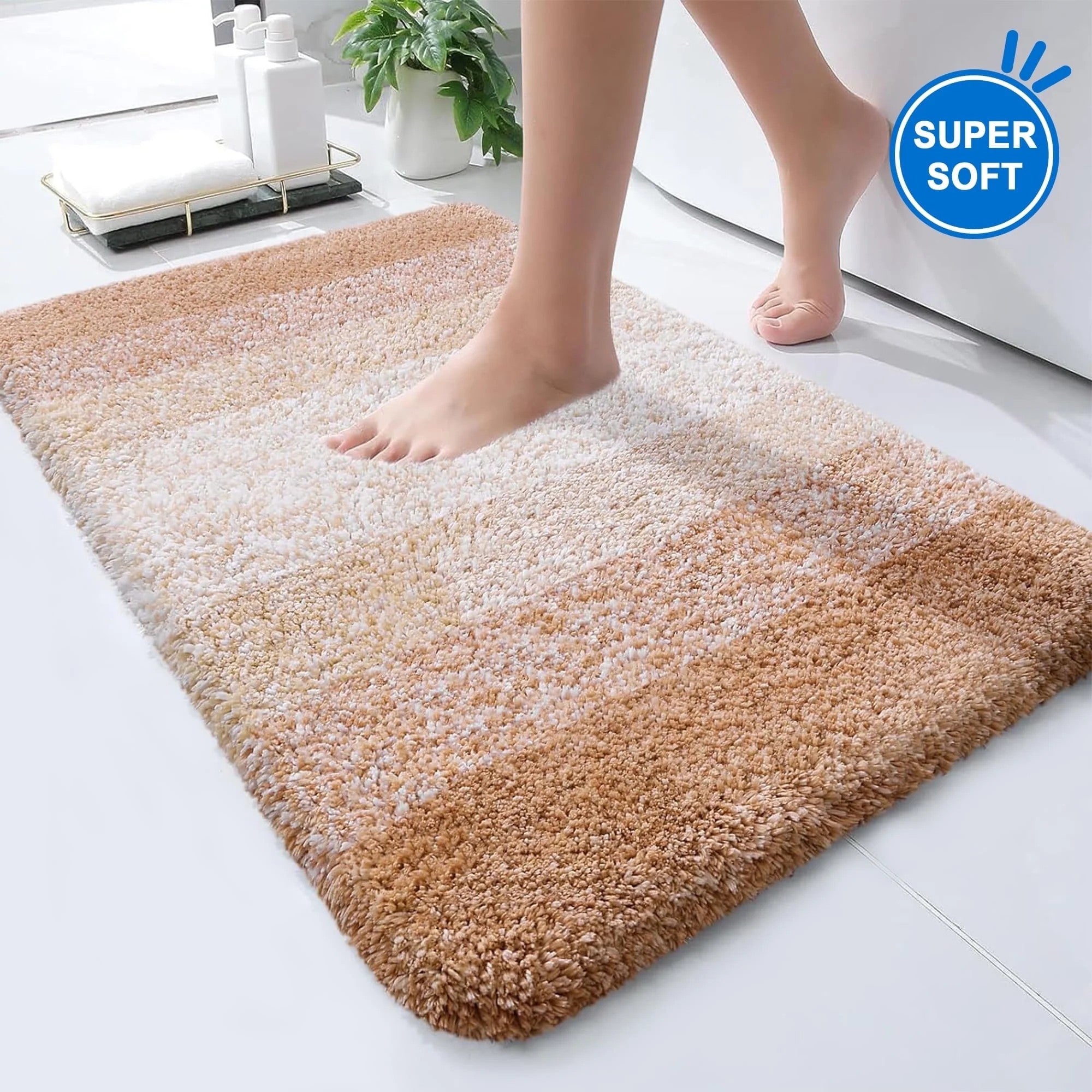Evlmd Bathroom Rug, Large Bath Rug for Bathroom Floor Non-Slip, Super Elastic Soft Easier to Dry Bath Shower Mat Runner, Machine Washable Bath Mat