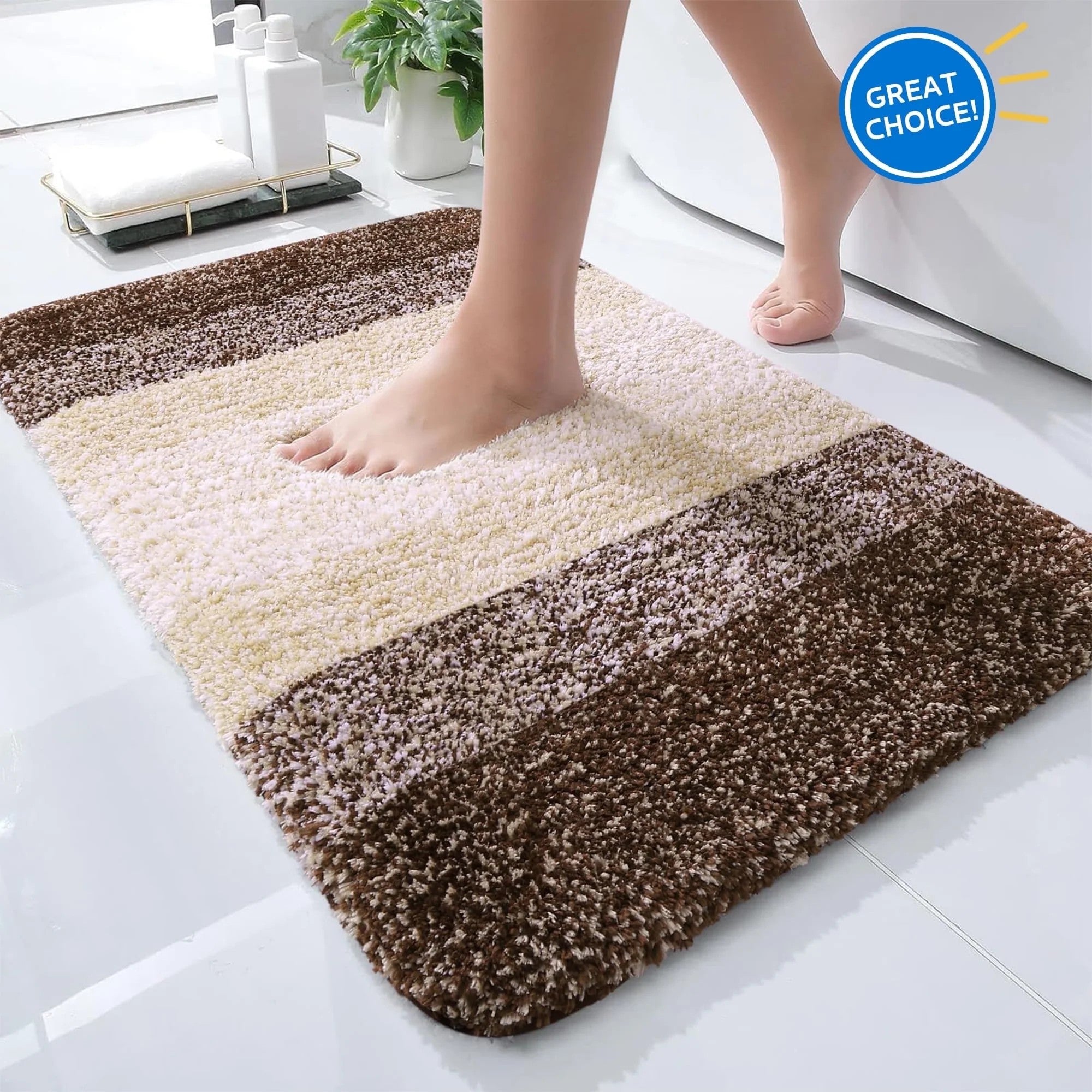 Evlmd Bathroom Rug, Large Bath Rug for Bathroom Floor Non-Slip, Super Elastic Soft Easier to Dry Bath Shower Mat Runner, Machine Washable Bath Mat