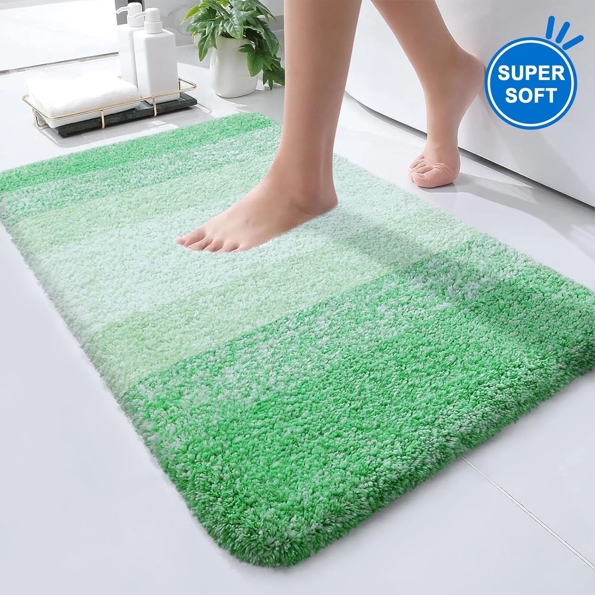 Evlmd Bathroom Rug, Large Bath Rug for Bathroom Floor Non-Slip, Super Elastic Soft Easier to Dry Bath Shower Mat Runner, Machine Washable Bath Mat