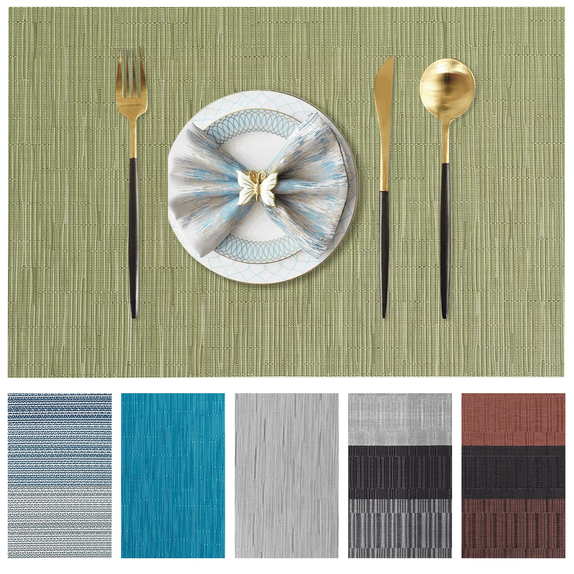 Evlmd Placemats, Vinyl Table Place Mats Washable Wipeable Placemat for Kitchen Dining Table Decoration Indoor Outdoor Placemats Set of 4, 12x18 Inch