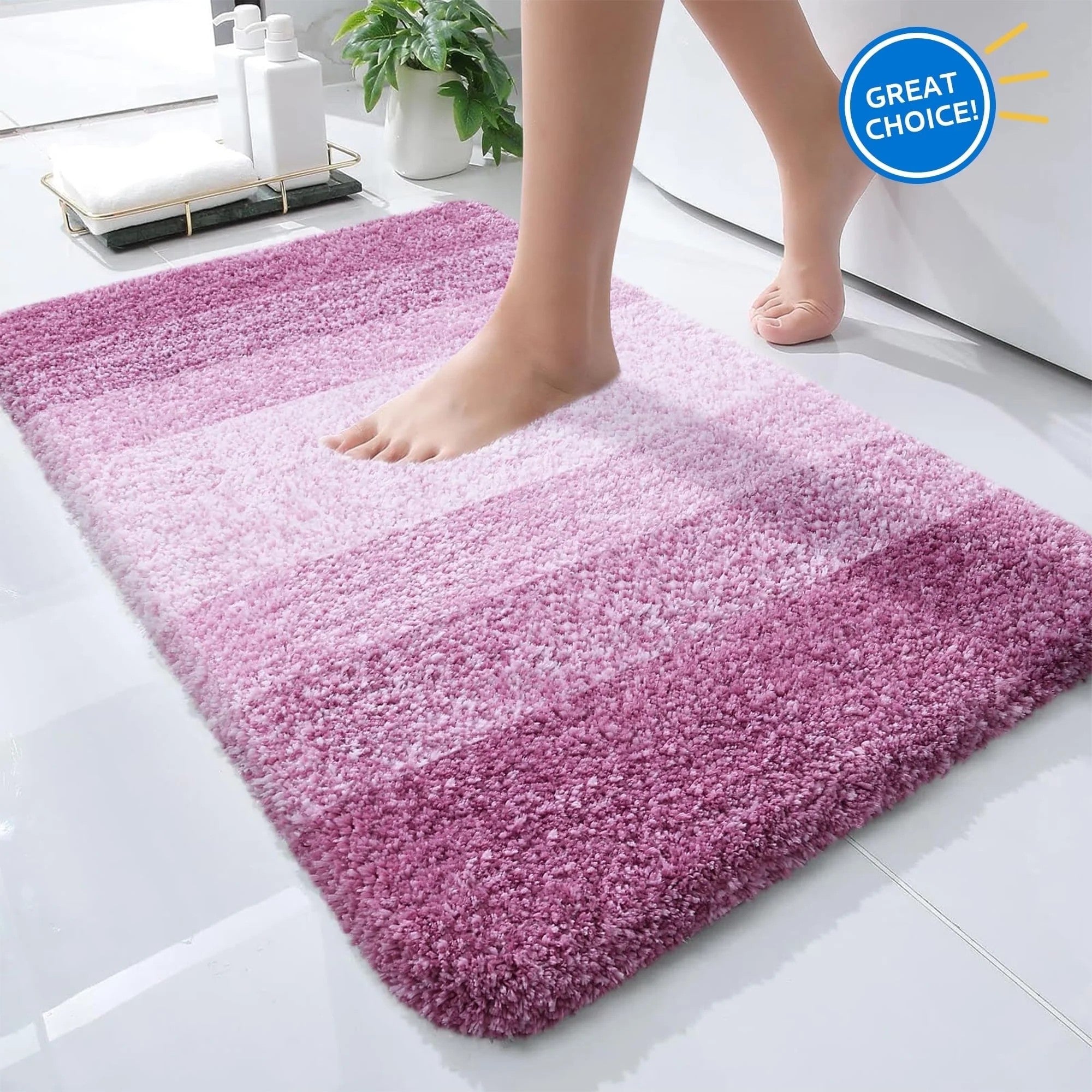 Evlmd Bathroom Rug, Large Bath Rug for Bathroom Floor Non-Slip, Super Elastic Soft Easier to Dry Bath Shower Mat Runner, Machine Washable Bath Mat