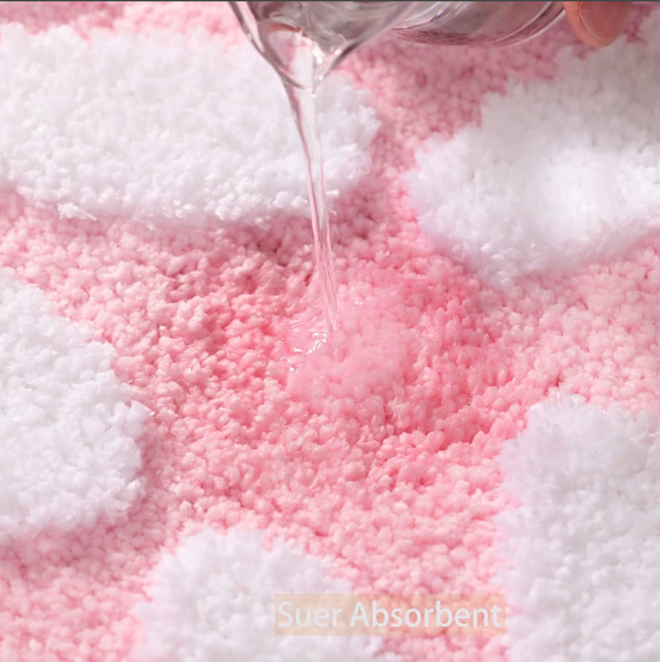 Evlmd Bathroom Rugs Non Slip Washable, Pink Large Bath Mats for Bathroom Floor, Soft Cute Daisy, Shaggy Soft and Absorbent, Thick Plush Shower Bath Rug Runner Decor, 16" X 24"