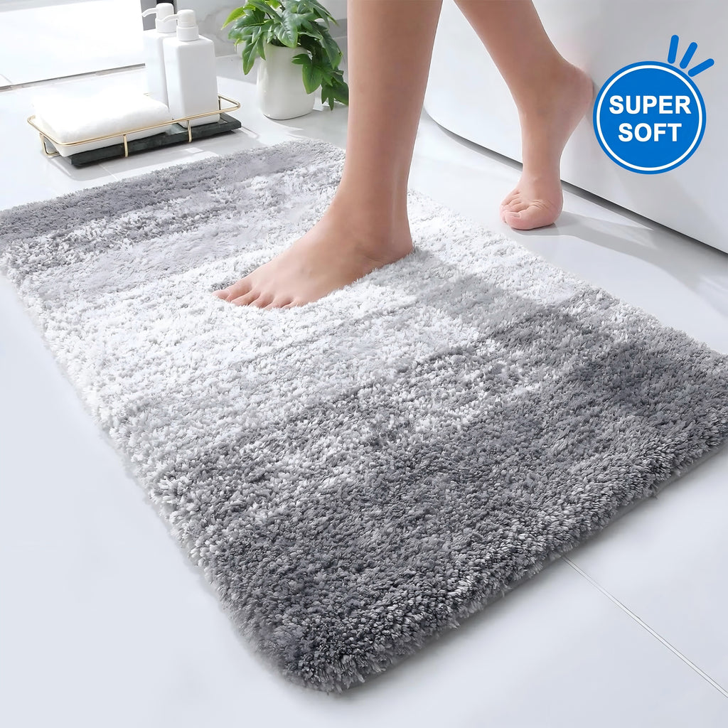 Evlmd Bathroom Rug, Large Bath Rug for Bathroom Floor Non-Slip, Super Elastic Soft Easier to Dry Bath Shower Mat Runner, Machine Washable Bath Mat
