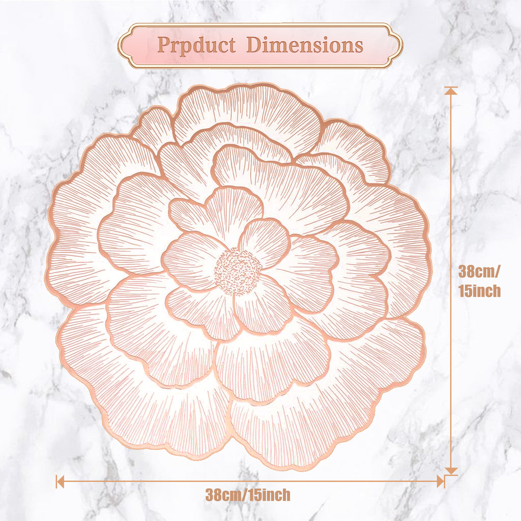 Evlmd Placemats Set of 4， Round Rose Flowers Placemats，15" Heat Resistant Non-Slip Table Mats for Dining, Wedding, Party, Kitchen Decoration