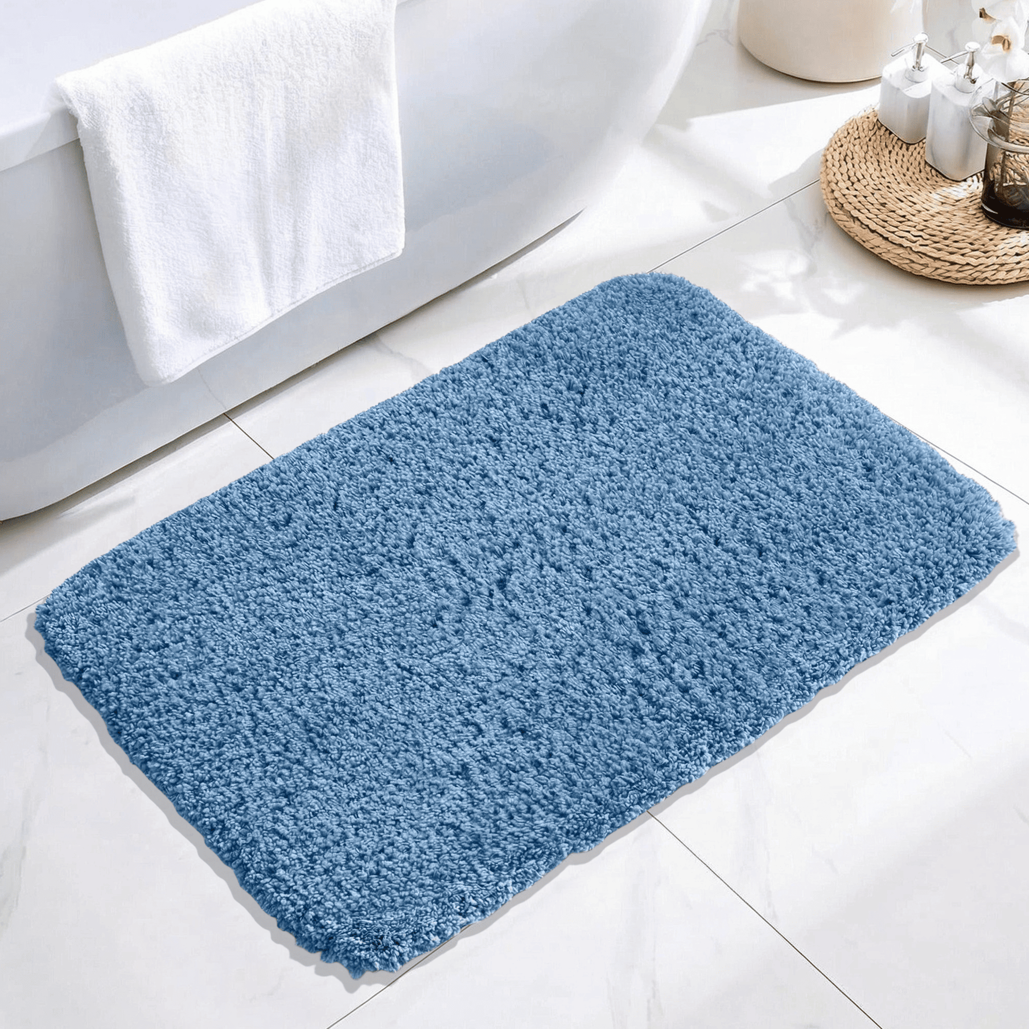 Evlmd Bathroom Rugs, Shaggy Soft and Absorbent Bath Rug, Non-Slip, Thick Plush Machine Washable Dry Bath Mats for Bathroom, Tub and Shower